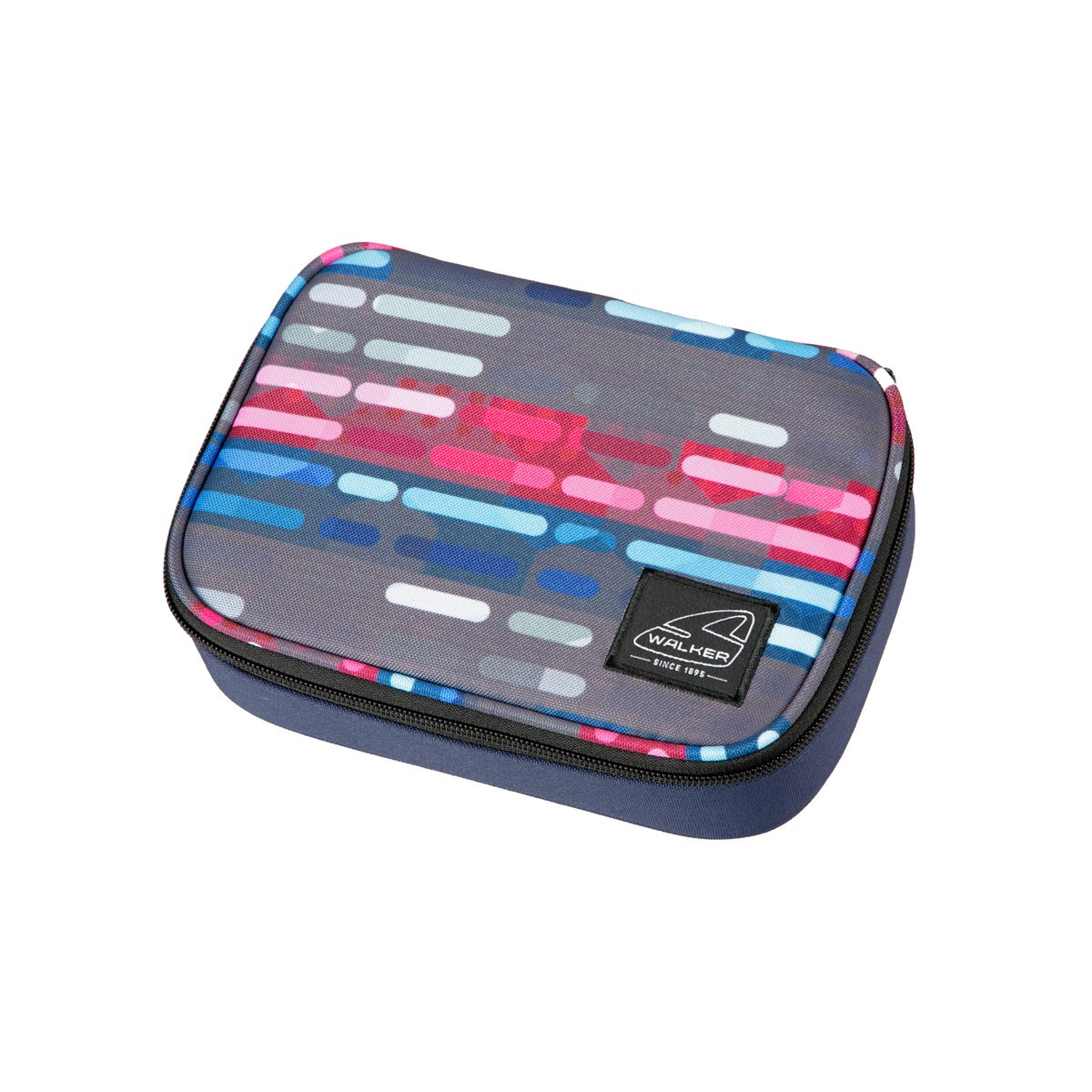 Penar scolar, imprimeu linii roz si albastre, spatiu pentru orar, inchidere cu fermoar - imagine 3